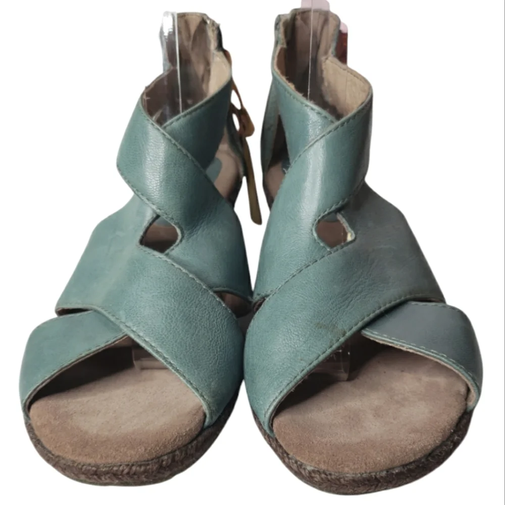 Bussola Padova Leather Sandals Sz 40 Wrap Gladiator Boho Beachy Comfort Women's